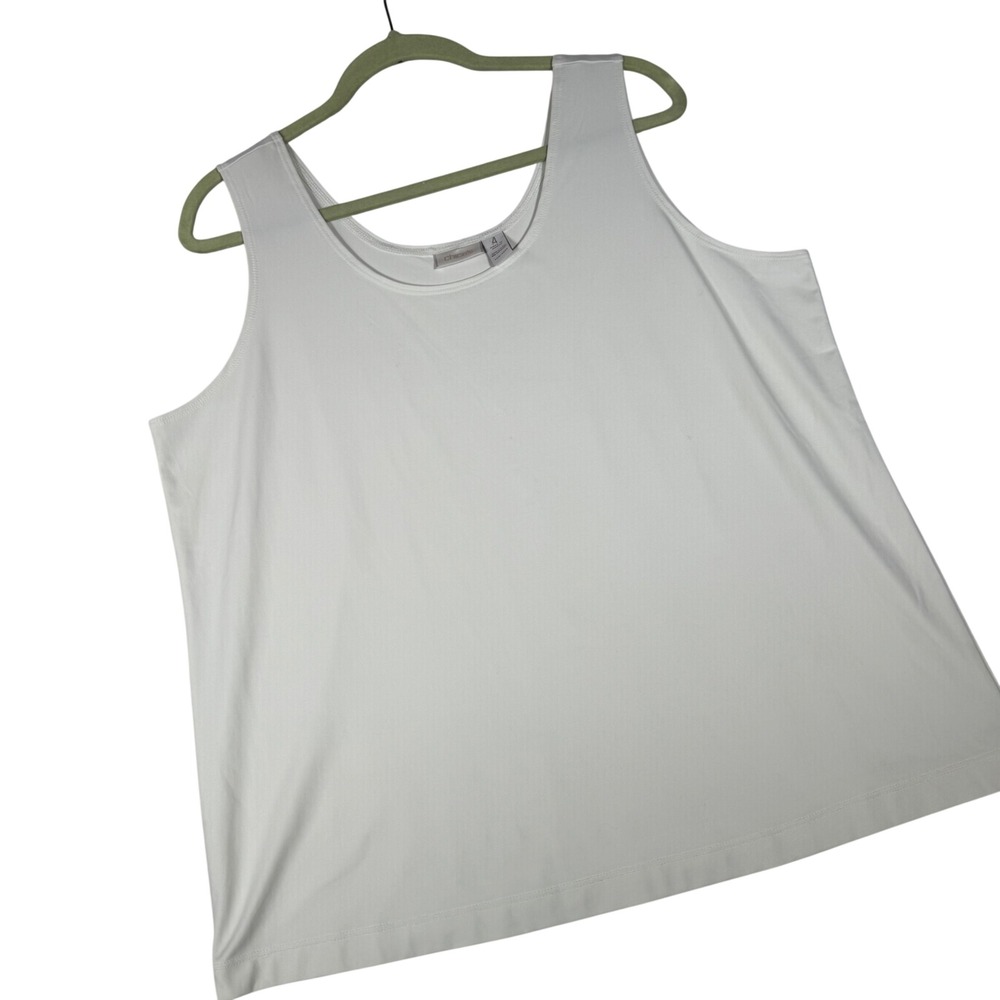 Chicos Womens Size 4 XXL White Scoop Neck Sleeveless Stretch Shell Tank Top